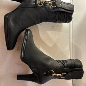 Coach Black Leather Heeled Boots